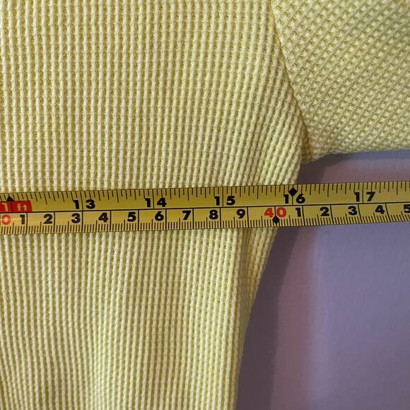 Pilcro Anthropologie Women's size Small Chartreuse Waffle Knit Long Sleeve Top - Picture 6 of 8